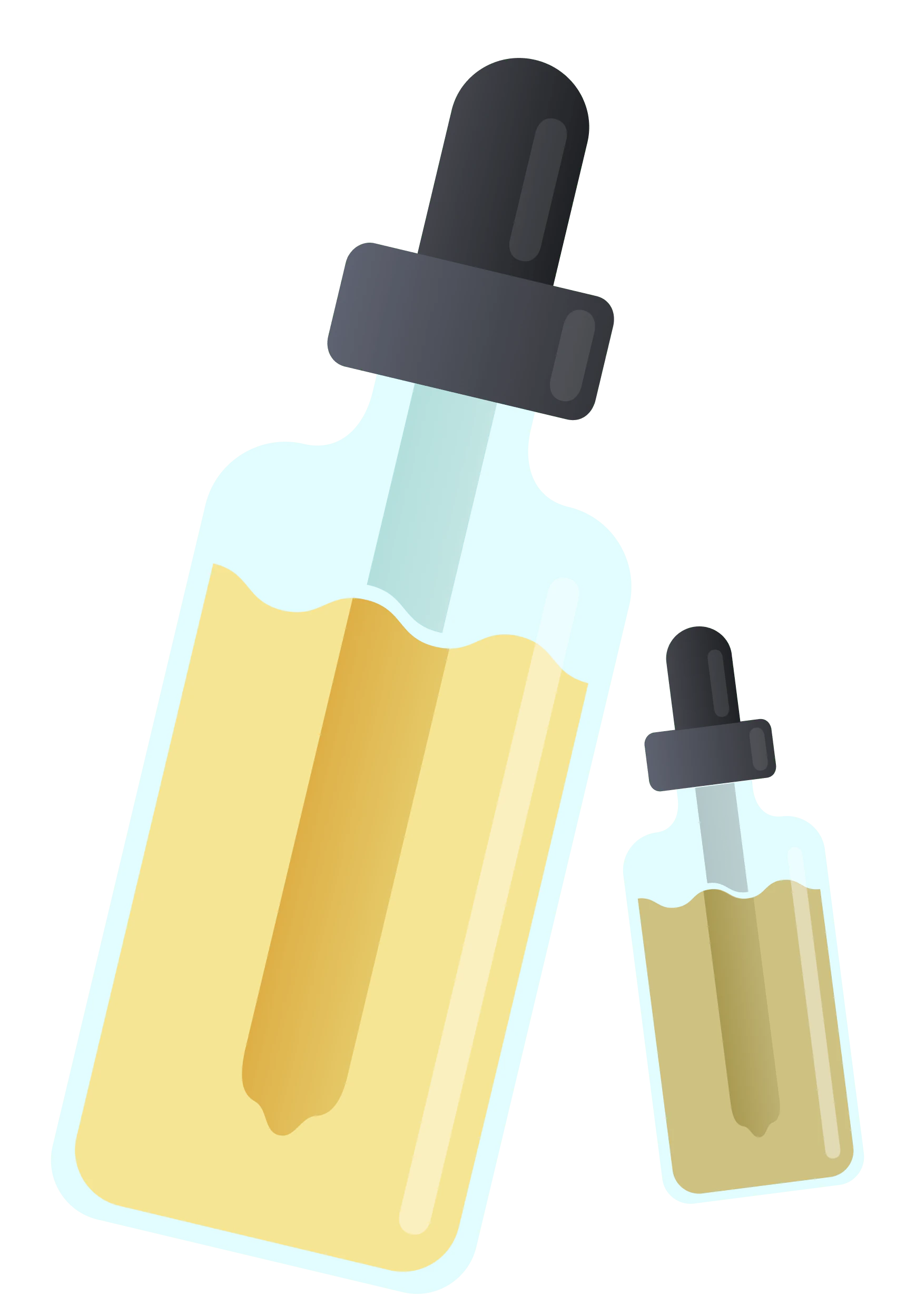 Illustrated CBDHaber CBD dropper bottle shown in two sizes.